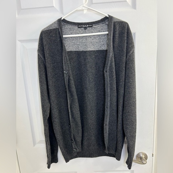 daniele blasi men’s gray button down sweater made in Italy 80% wool size L - Picture 2 of 11